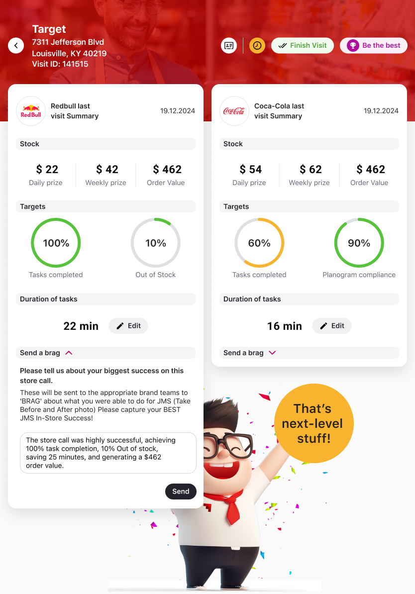 Smart Presentation summary view of Perfect Store score