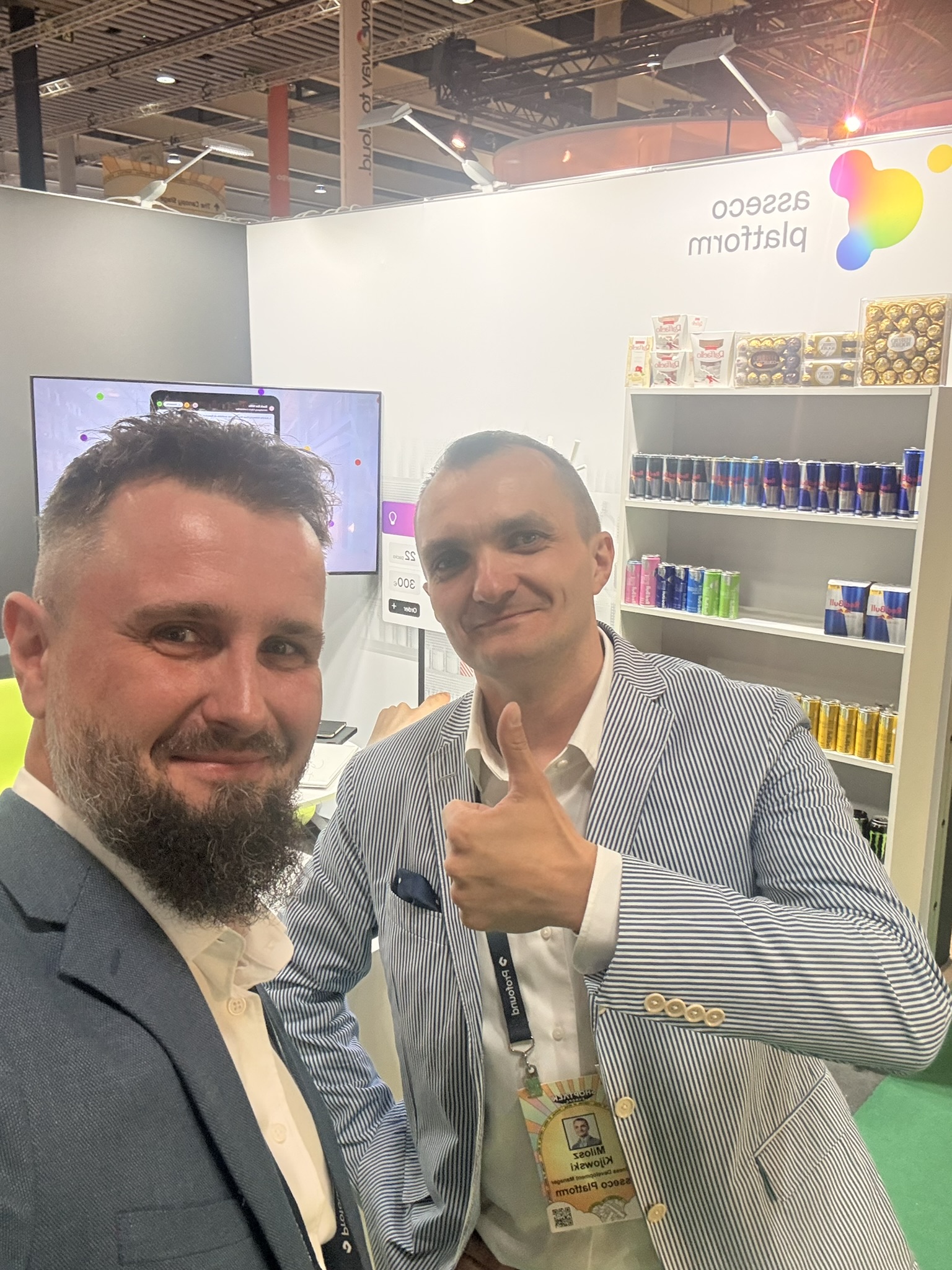 Marcin Grzegorczyk with a colleague at the Asseco Platform stand at Shoptalk Europe 2026