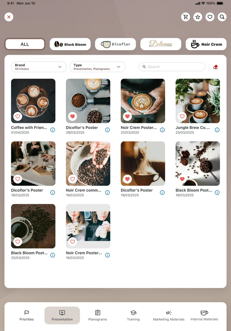 Selling Stories in Mobile Touch on iPad — a library of presentations, planograms and marketing materials the rep can pull for a sell-in conversation