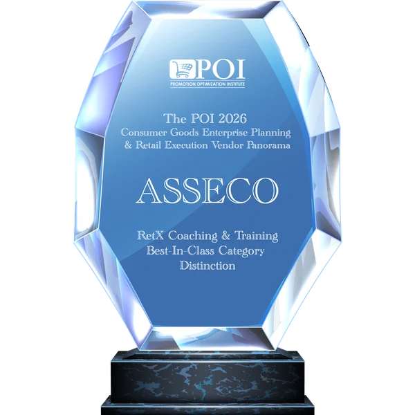 Best-in-Class badge for Asseco in RetX Coaching & Training, POI 2026 Vendor Panorama.
