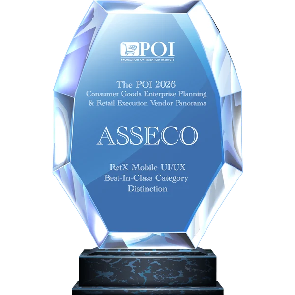 Best-in-Class badge for Asseco in RetX Mobile UI/UX, POI 2026 Vendor Panorama.
